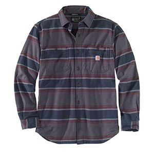 Carhartt Men's Striped Shirt Jacket - Navy and Red